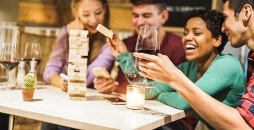 jenga playing with friends