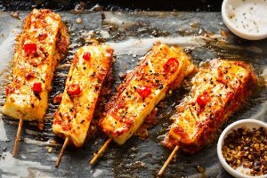 chilli halloumi skewers summer bbq recipes 