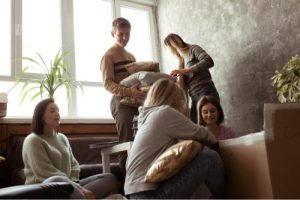 Students in a student accommodation 