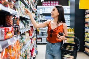 Girl shopping for groceries 