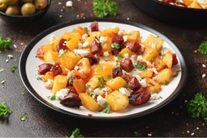 Chorizo and Potatoes served on a plate 